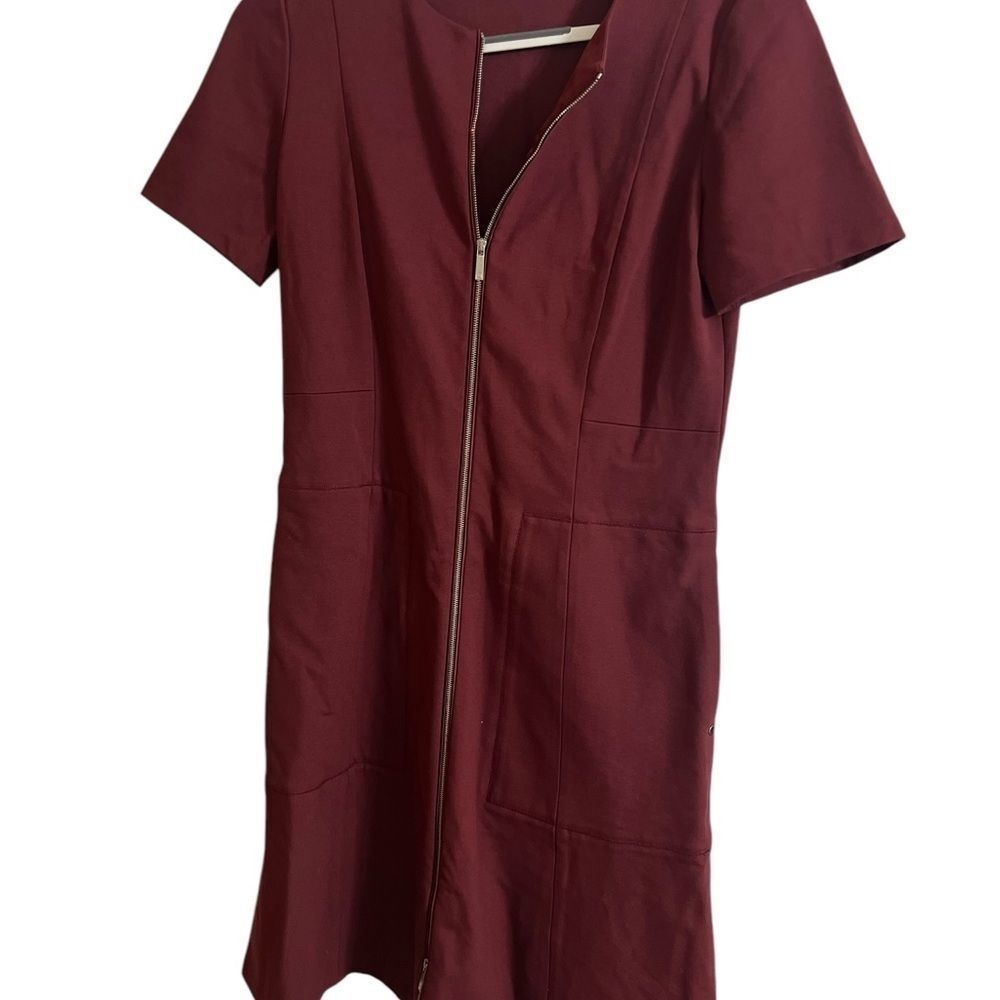LAFAYETTE 148 Maroon Ponte Short Sleeve
Stretch Dress Sz 6 B37" W32" pockets - Picture 10 of 15